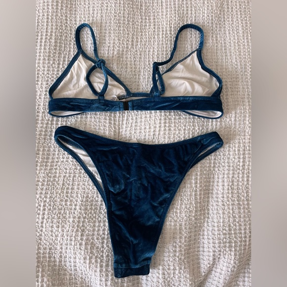 SOLID & STRIPED Plush Velvet Bikini in Navy Blue - Picture 3 of 5